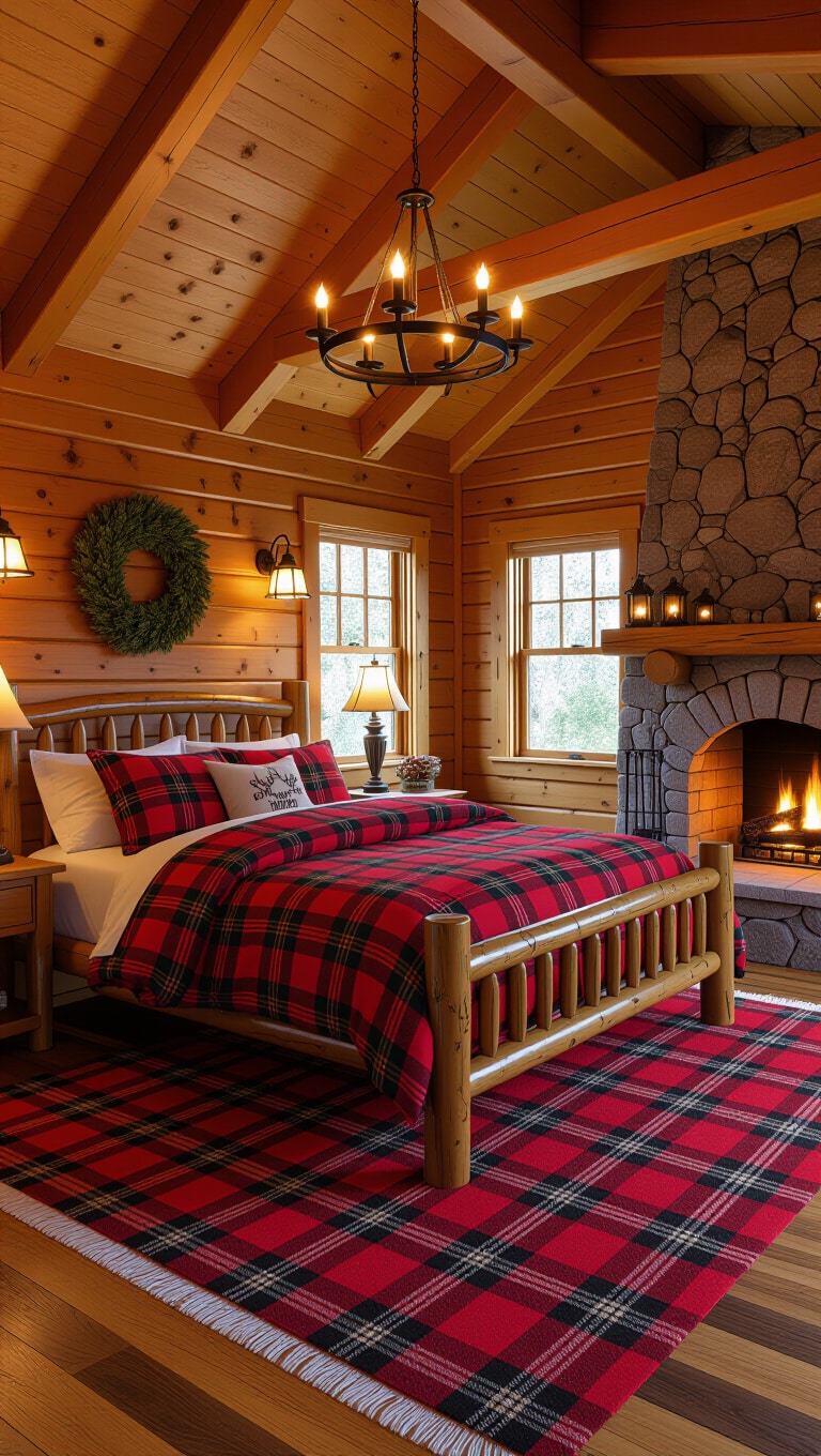 Cozy Cabin Red Rug Bedroom