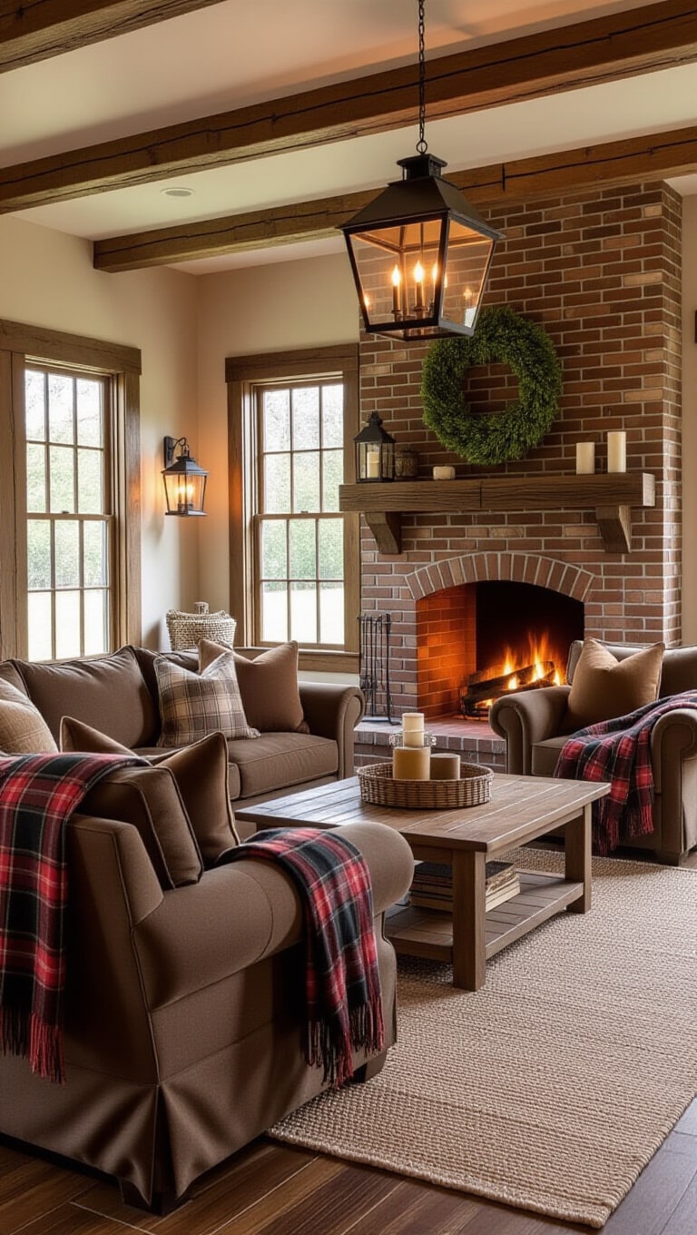 Cozy Farmhouse Brown Living Room