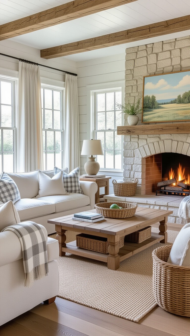 Cozy Farmhouse Light Blue Living Room