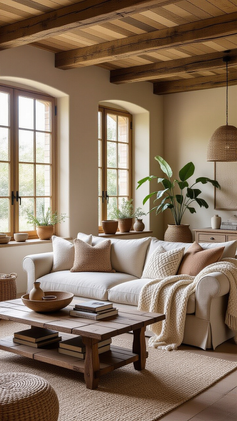 Cozy Farmhouse Light Brown Living Room