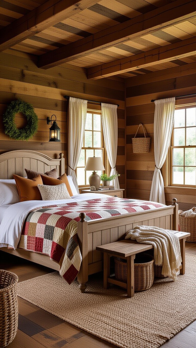 Cozy Farmhouse Warm Brown Bedroom