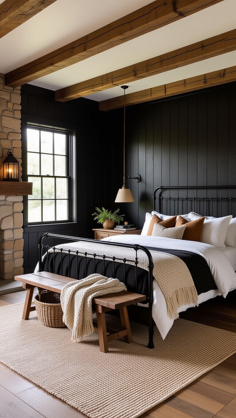 Cozy Rustic Black Bedroom