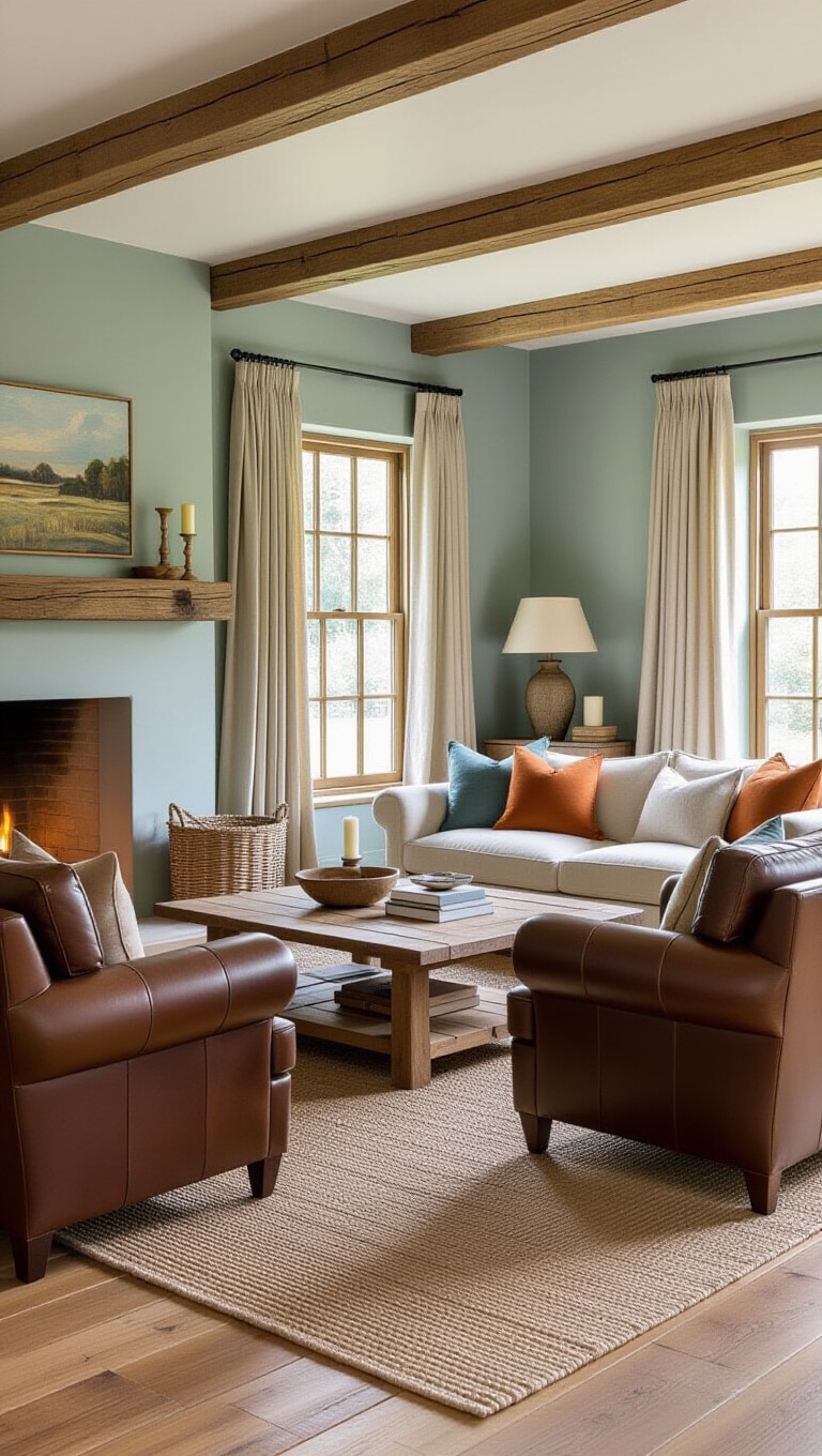 Cozy Rustic Duck Egg Blue Living Room