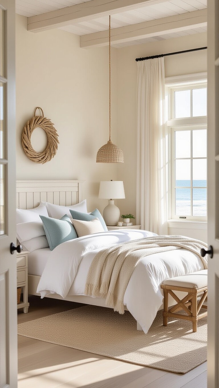 Creamy Beige Coastal Neutral Bedroom