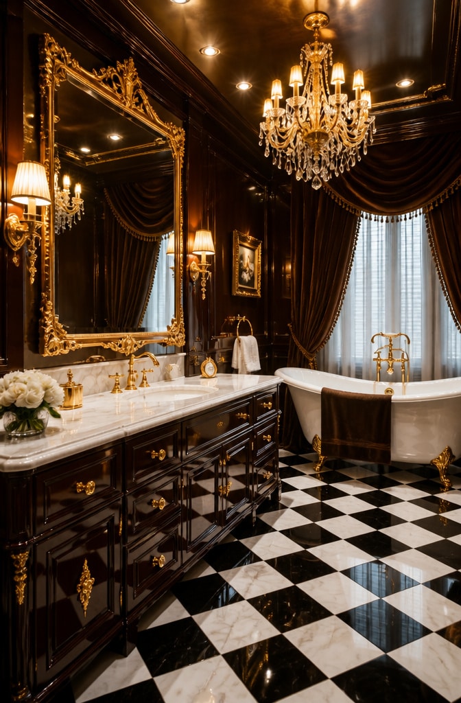 Dark Brown Classic Hollywood Glam Bathroom