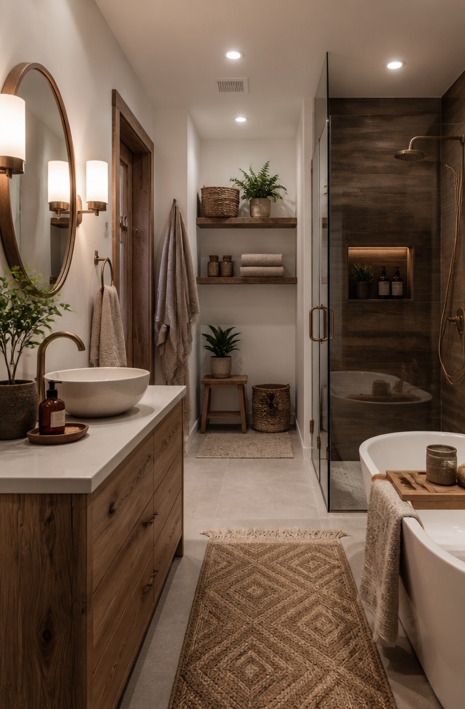 Dark Brown Scandinavian Hygge Bathroom