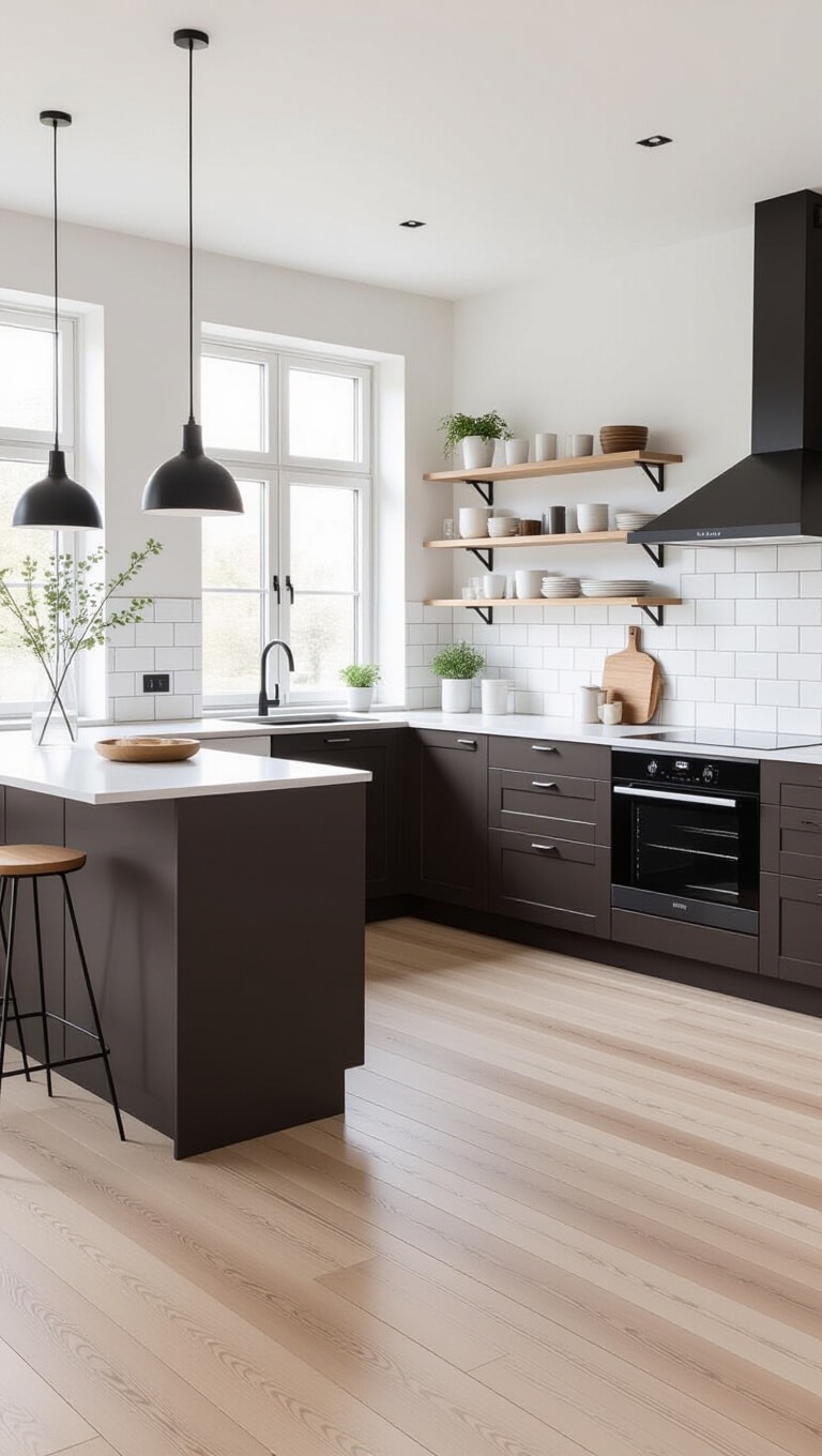 Dark Brown Scandinavian-Inspired Kitchen