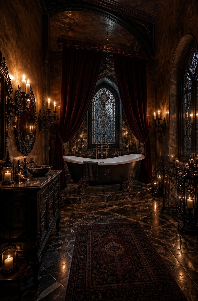 Dark Chocolate Brown Gothic Bathroom