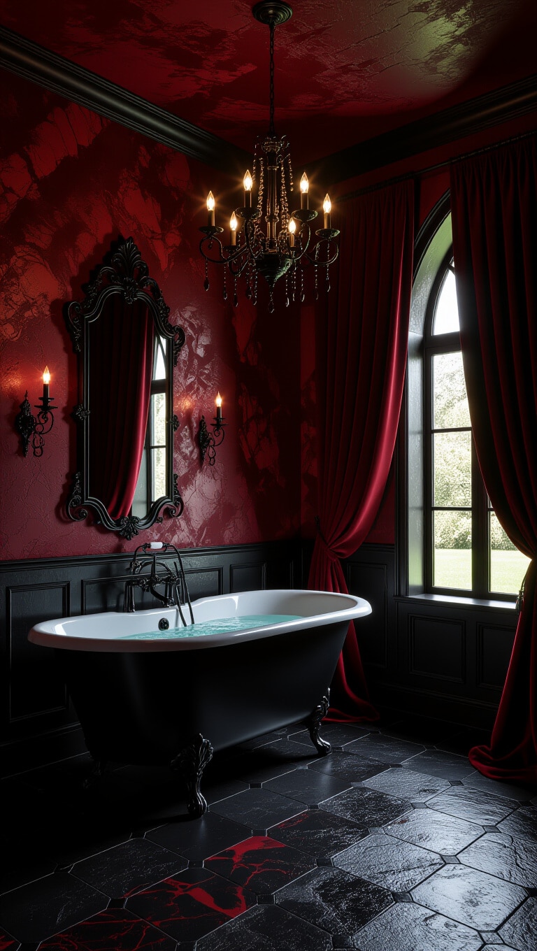 Dark Gothic Red Bathroom