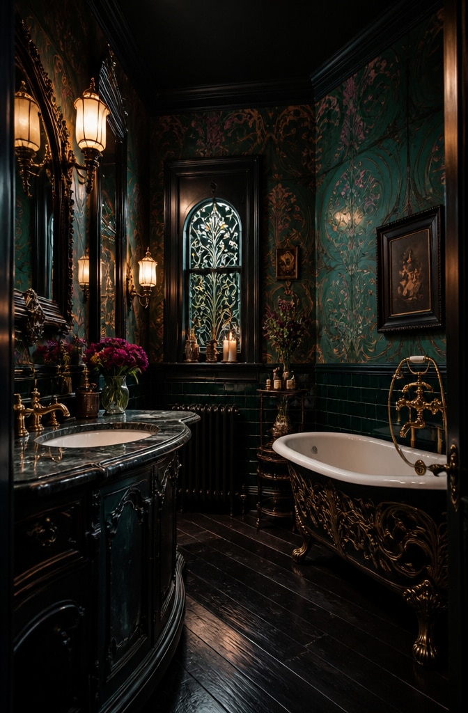 Dark Romantic Art Nouveau Bathroom