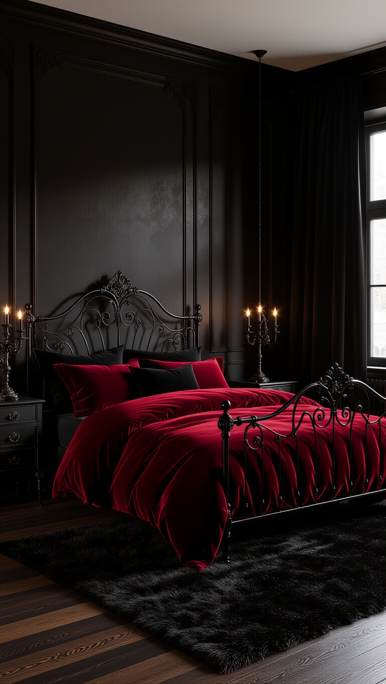 Dark Romantic Black Bedroom