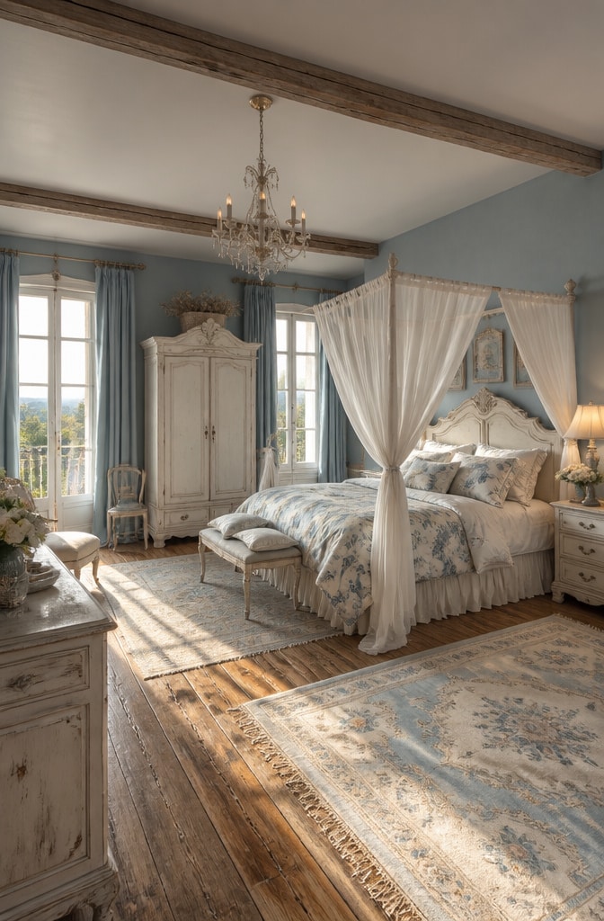 Dusty Blue French Country Bedroom