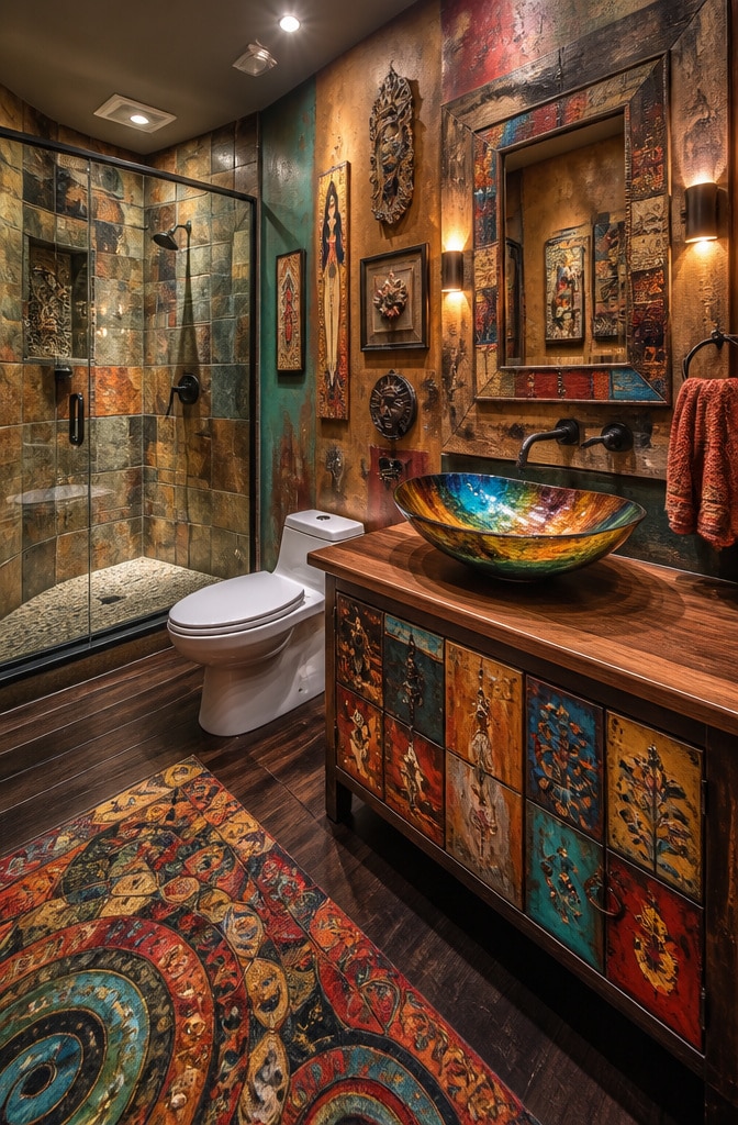 Eclectic Artistic Vessel Sink Bathroom