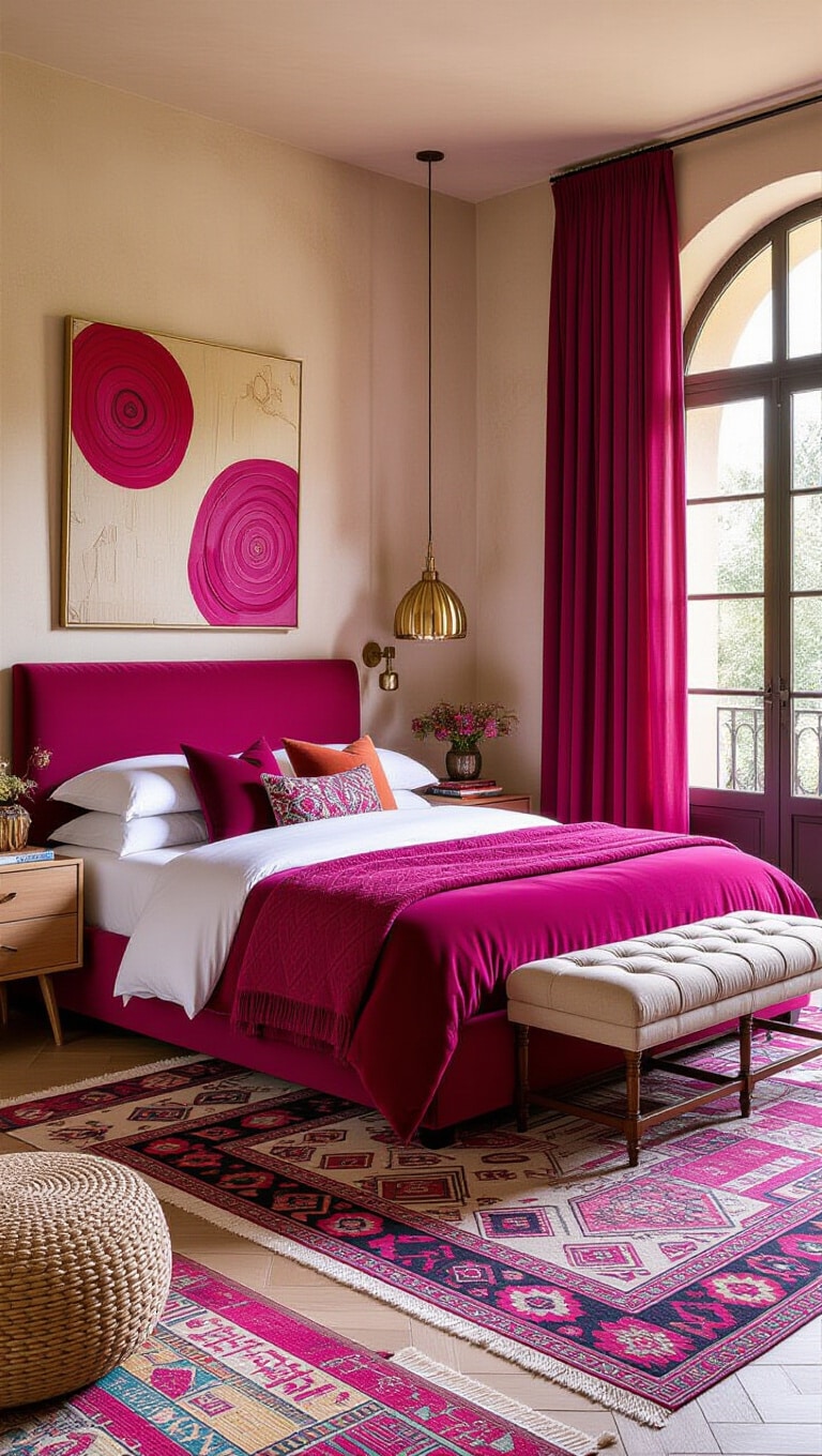 Eclectic Beige and Magenta Pink Artistic Suite