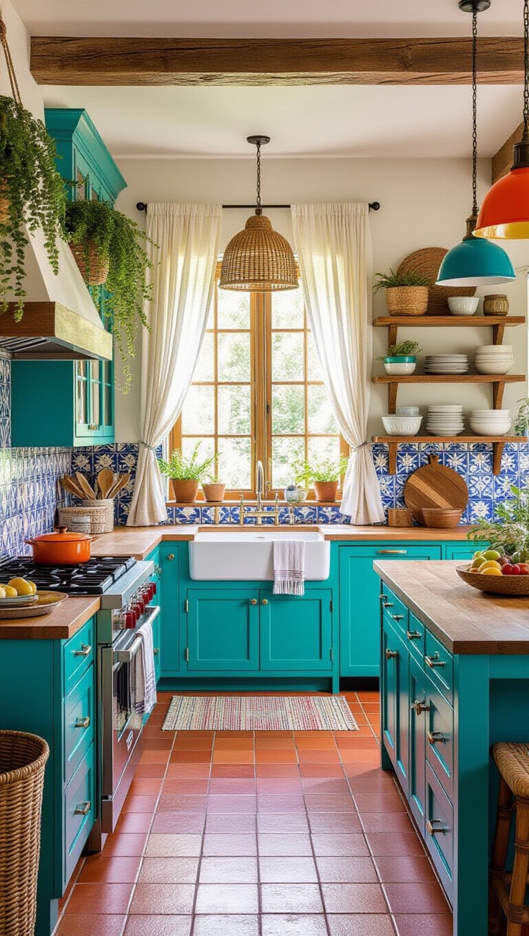 Eclectic Blue Bohemian Kitchen