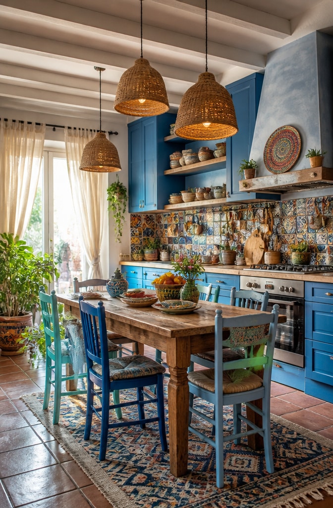Eclectic Blue Boho Kitchen