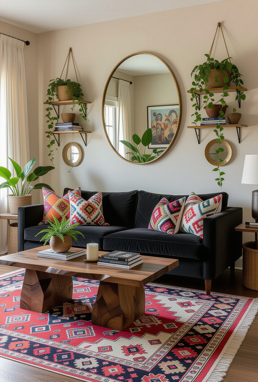 Eclectic Bohemian Black Couch Space
