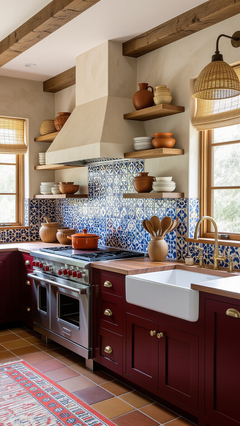 Eclectic Bohemian Brown Cabinets