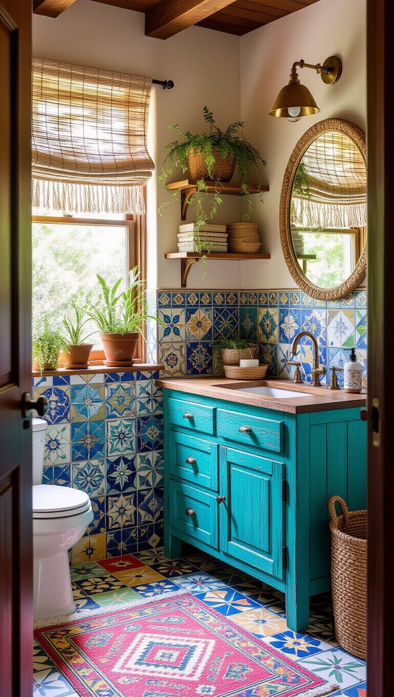 Eclectic Bohemian Guest Bathroom
