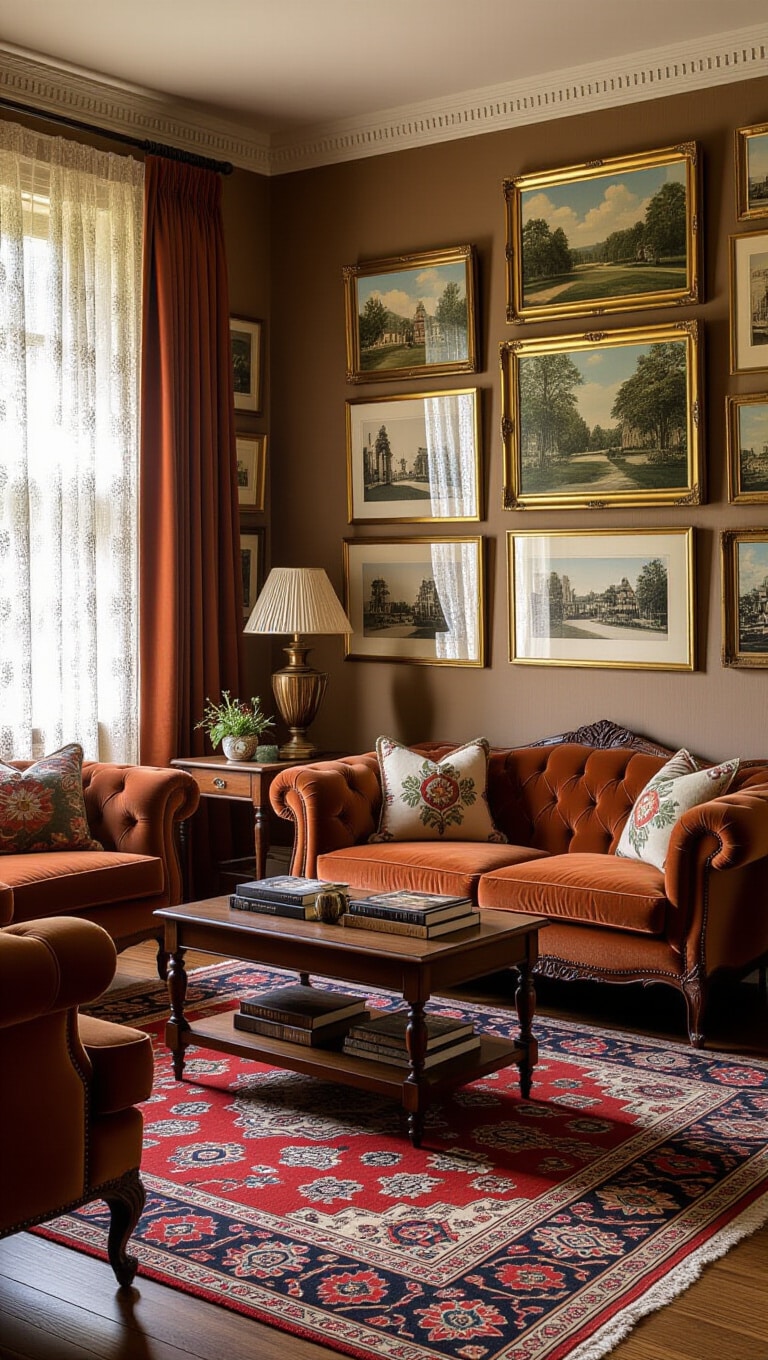 Eclectic Brown Vintage Living Room