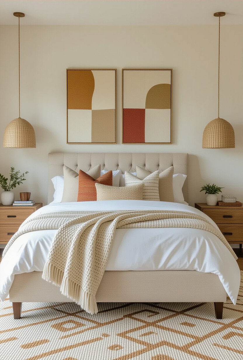 Eclectic Cream and Beige Bedroom Oasis