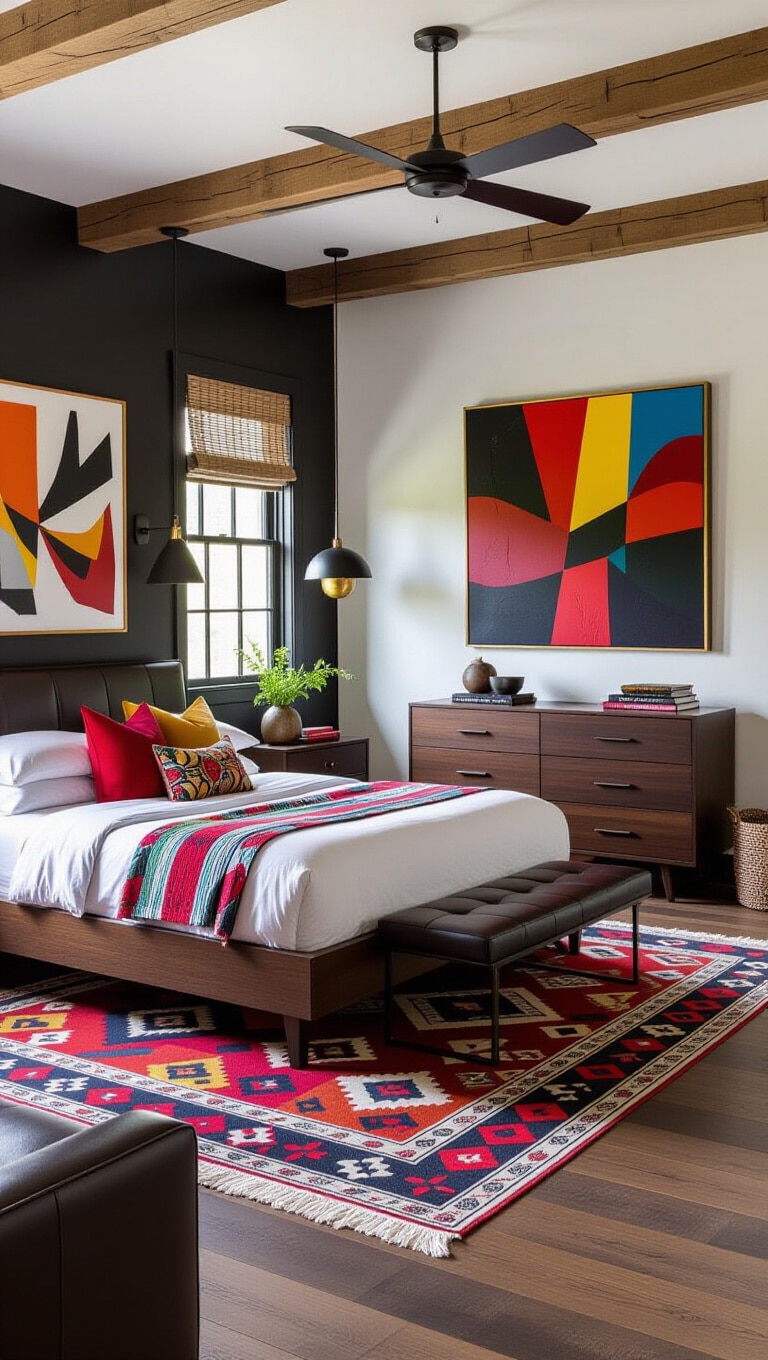 Eclectic Modern Dark Wood Fusion Bedroom