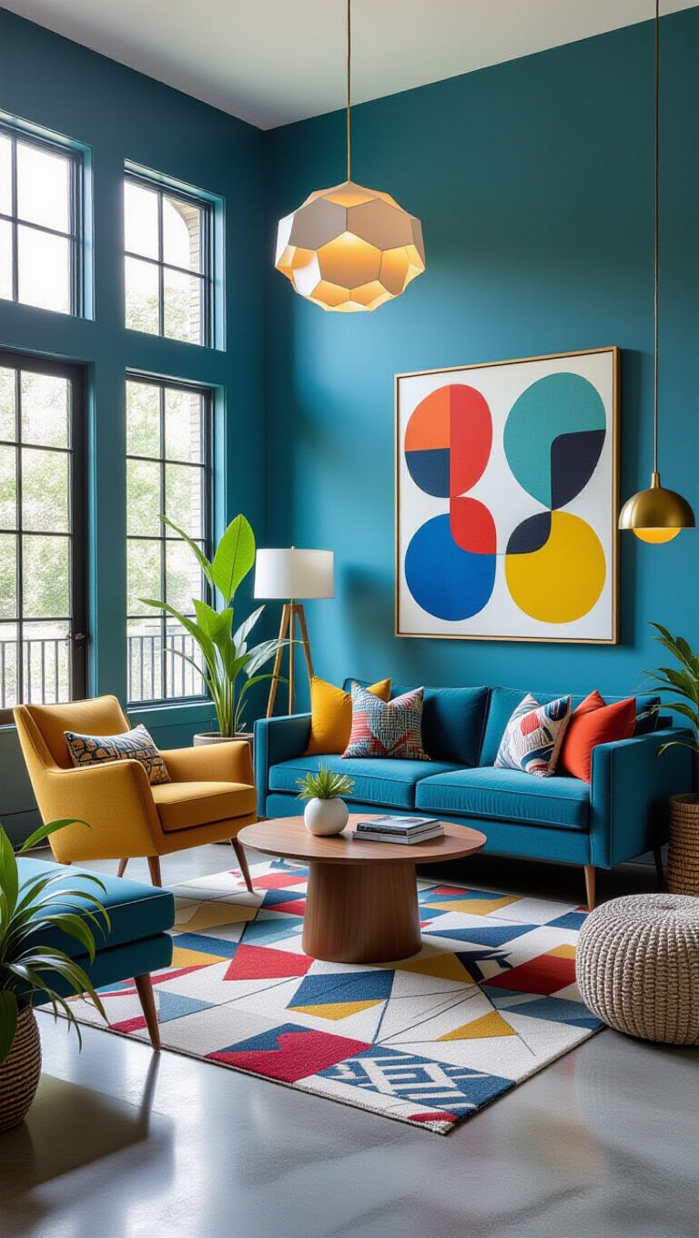 Eclectic Modern Duck Egg Blue Living Room