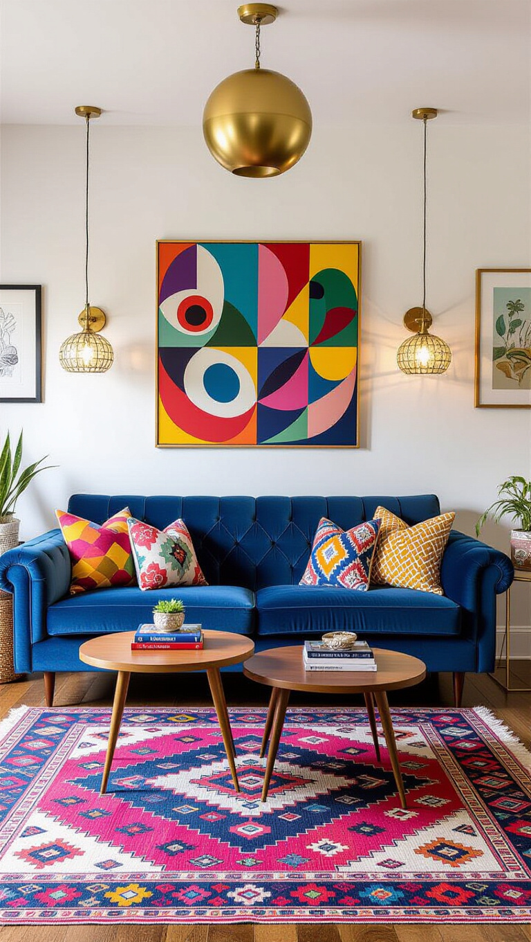 Eclectic Retro Blue Velvet Den