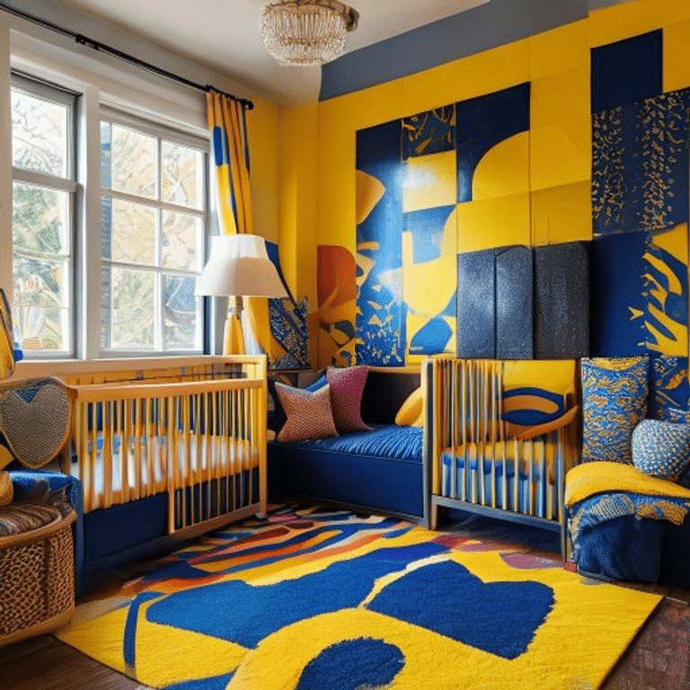 Eclectic Yellow and Navy Nursery