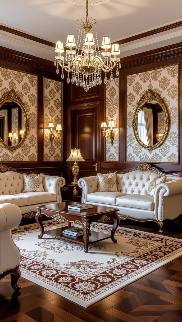 Elegant Classic Brown and Cream Living Room