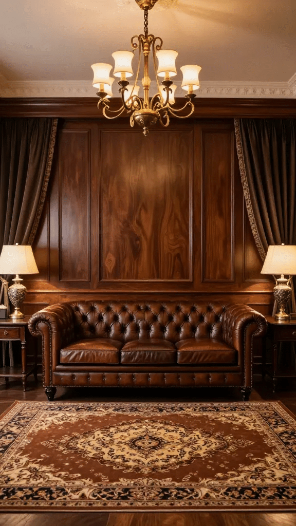 Elegant Classic Brown Living Room