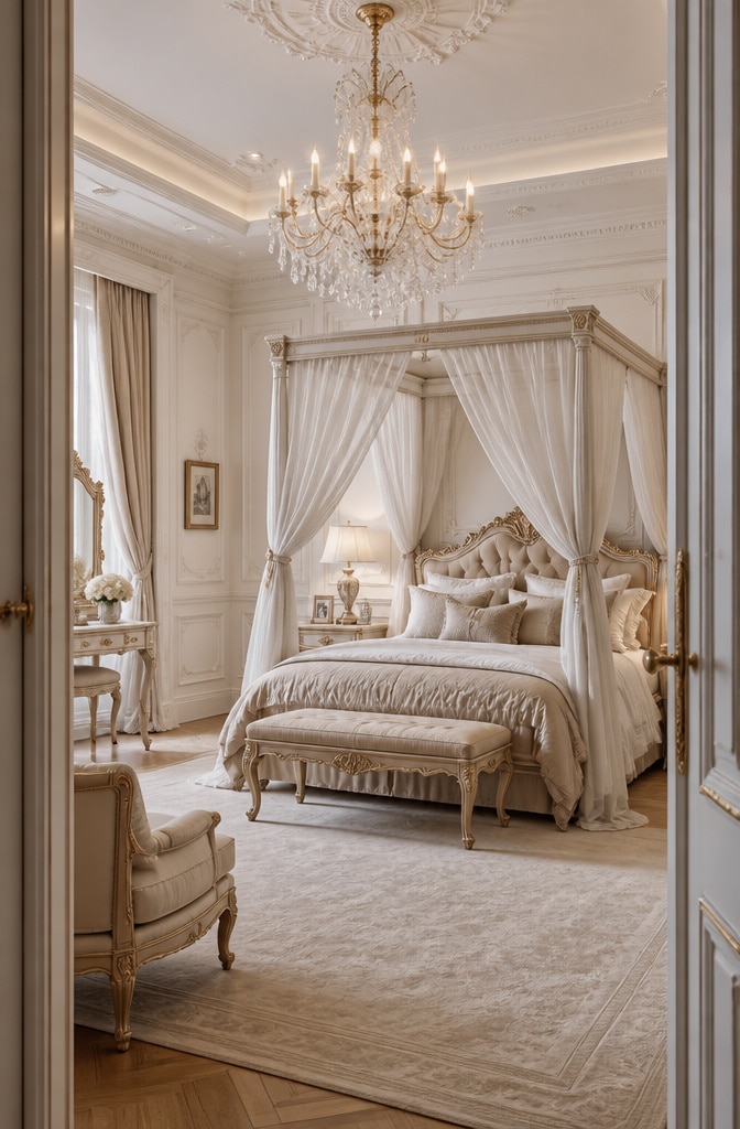 Elegant Classic White and Beige Bedroom