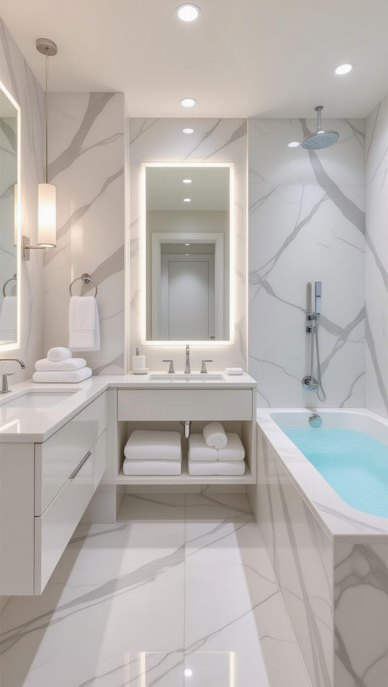 Elegant Marble Spa Guest Bathroom
