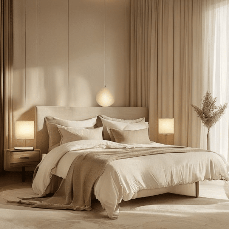 Elegant Monochrome Beige Bedroom