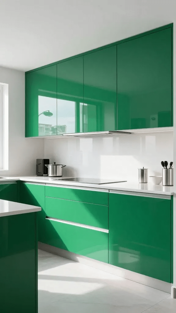 Emerald Green Glossy High-Gloss Cabinets