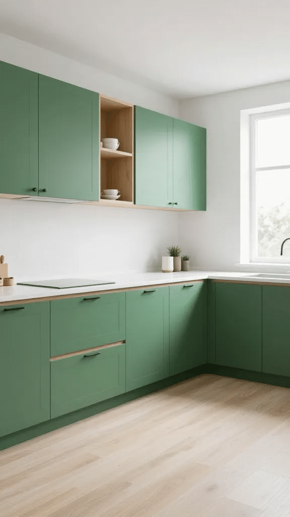 Emerald Green Scandinavian Minimalist Cabinets