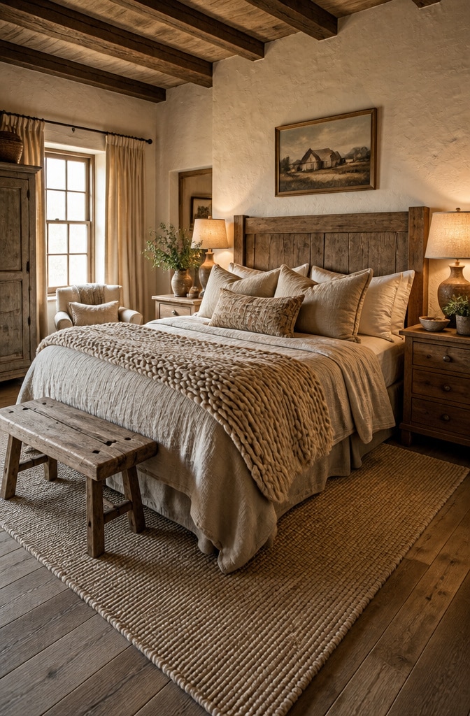 Farmhouse Bedroom with Cozy Layered Textures