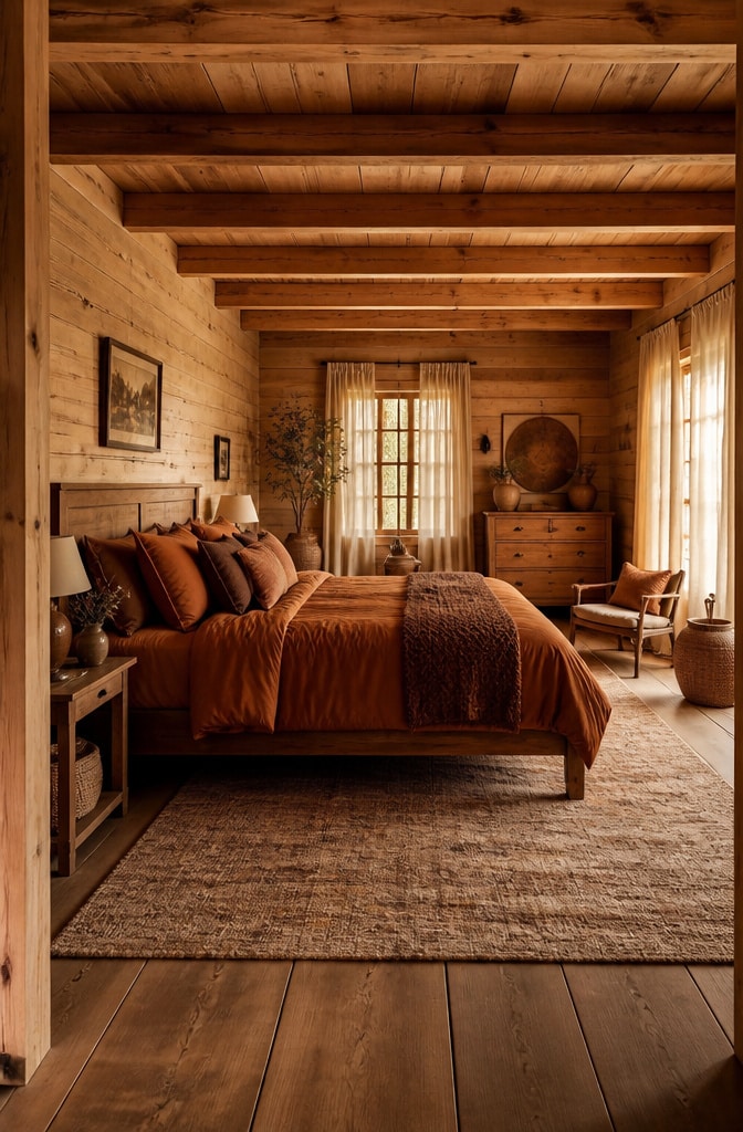 Farmhouse Bedroom with Warm Earth Tones