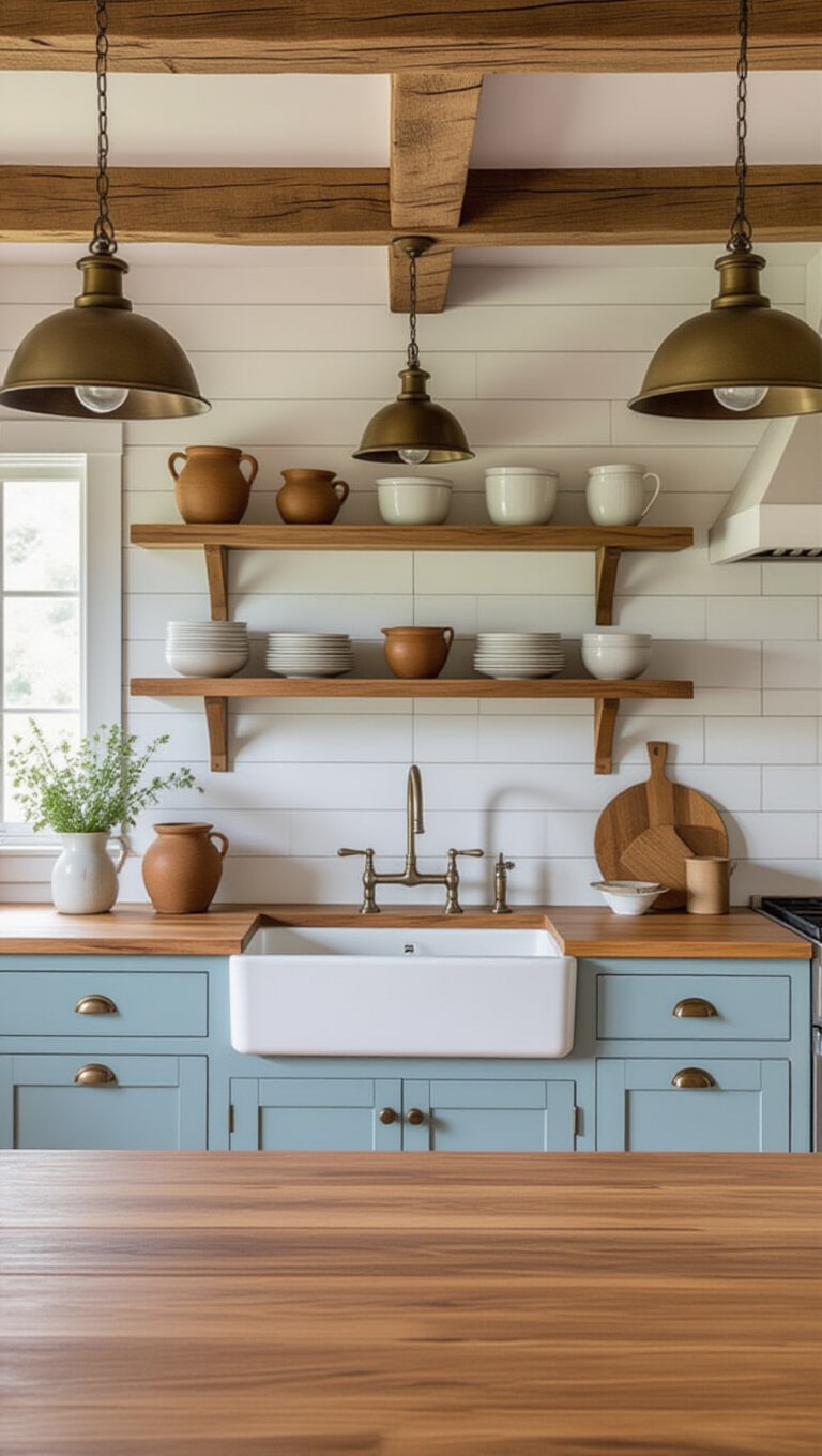 Farmhouse Chic Baby Blue Kitchen