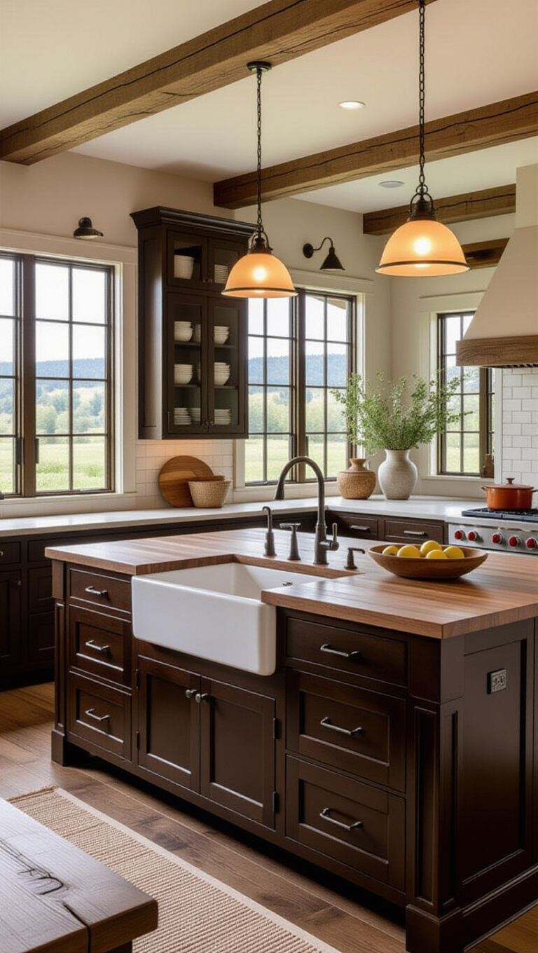 Farmhouse Dark Brown Kitchen
