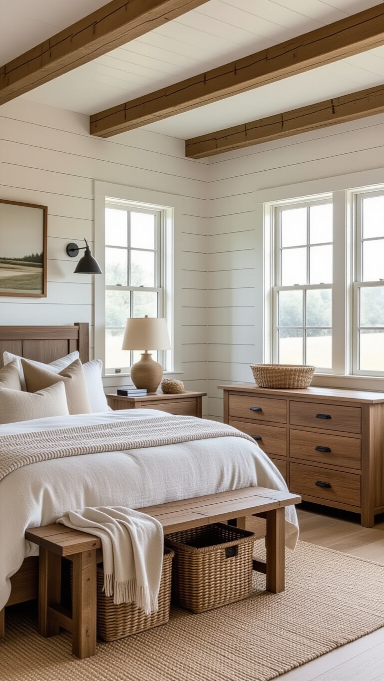 Farmhouse Dark Wood Cozy Bedroom