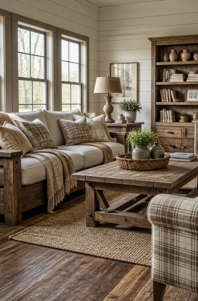 Farmhouse Style Brown Rustic Living Room