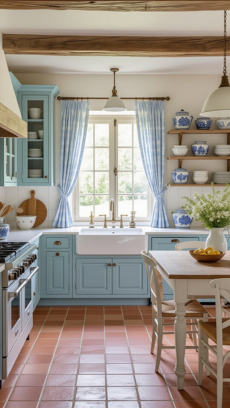 French Country Blue and White Kitchen