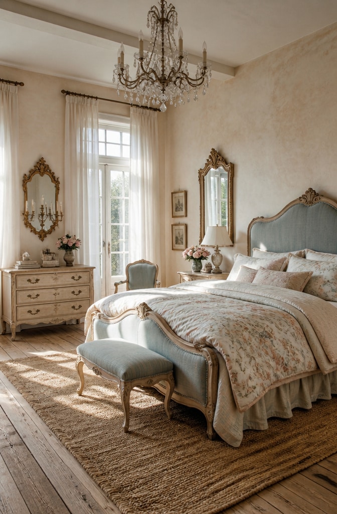 French Country Farmhouse Bedroom Elegance