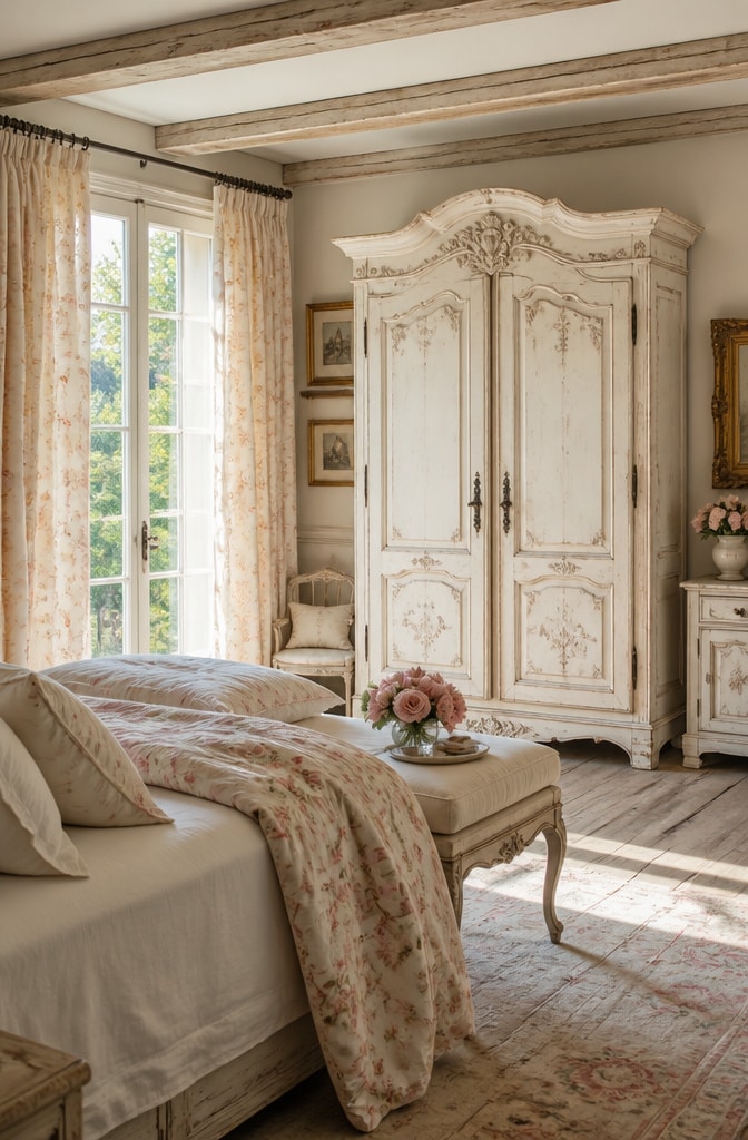 French Country White Wardrobe Bedroom
