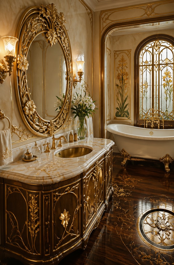 Gilded Elegance Art Nouveau Bathroom