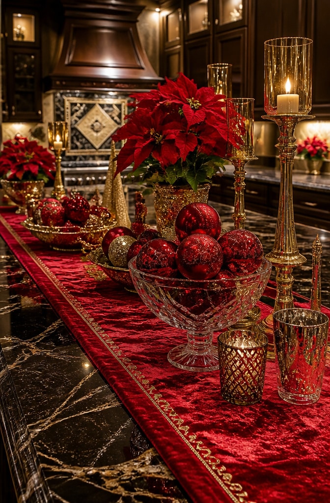 Glam Gold and Red Luxe Kitchen Counter