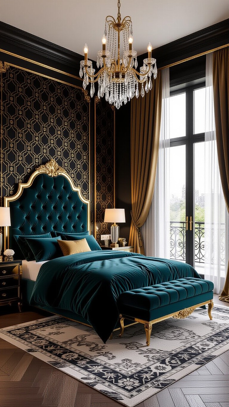Glam Hollywood Regency Bedroom