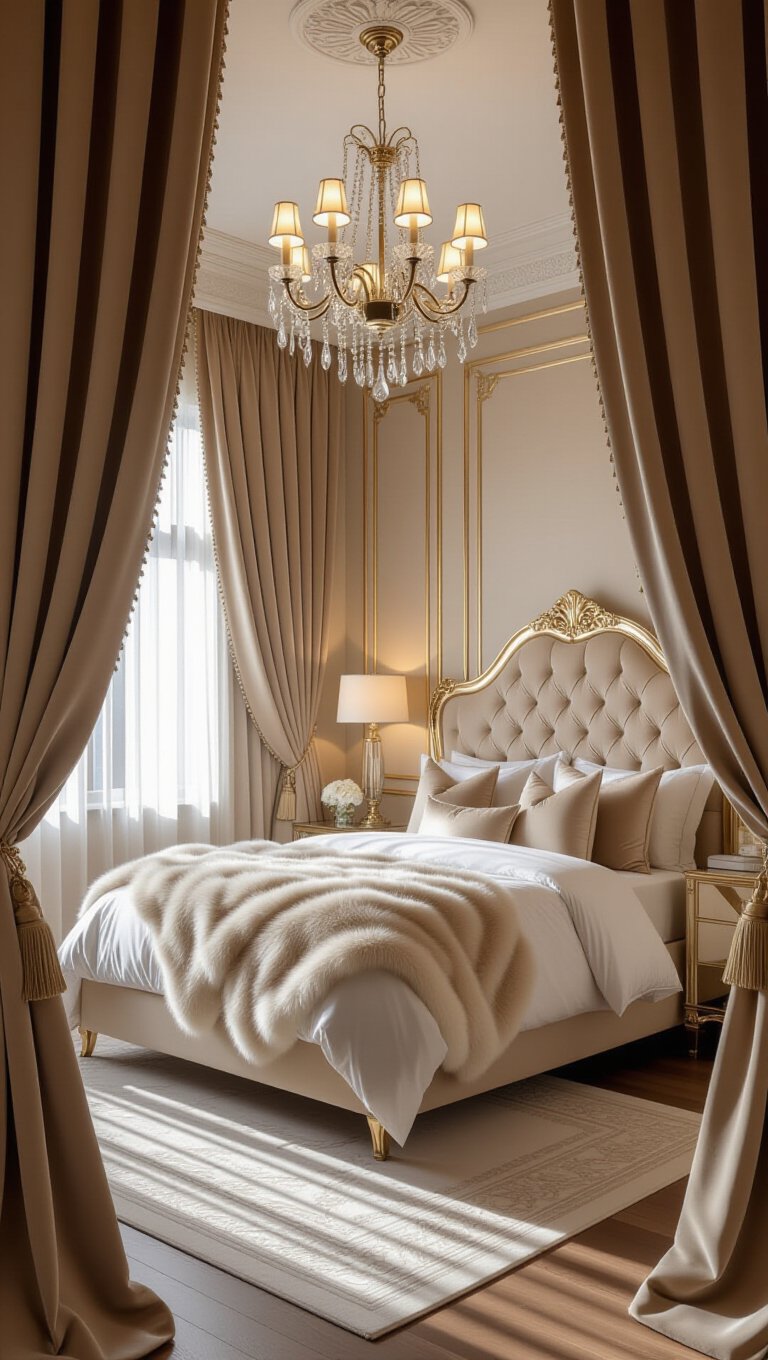 Glamorous Boudoir Beige Bedroom