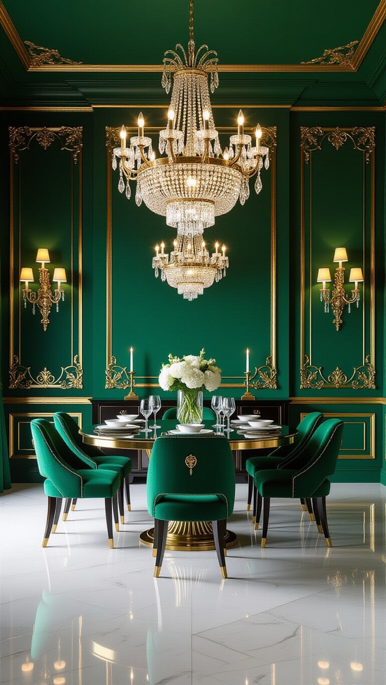Glamorous Hollywood Regency Dining Room Walls